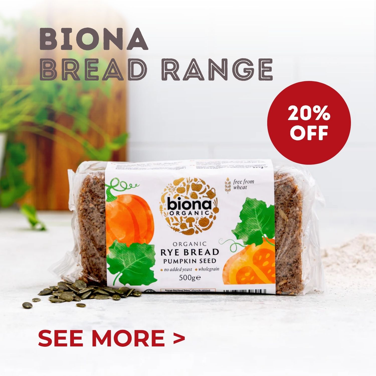 Biona Bread Range on special offer, save 20% On Biona Bread at Nourish